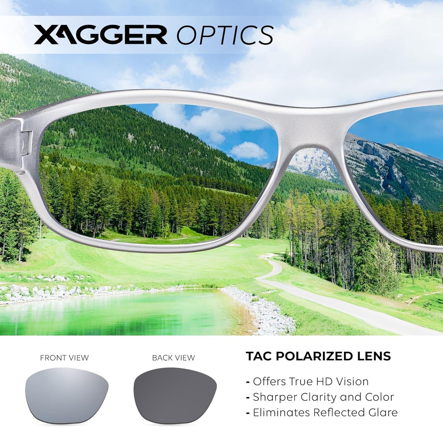 imageXagger Polarized Wrap Around Sport Sunglasses for Men Women Running Driving Fishing TR90 FrameSilver  Silver Mirror