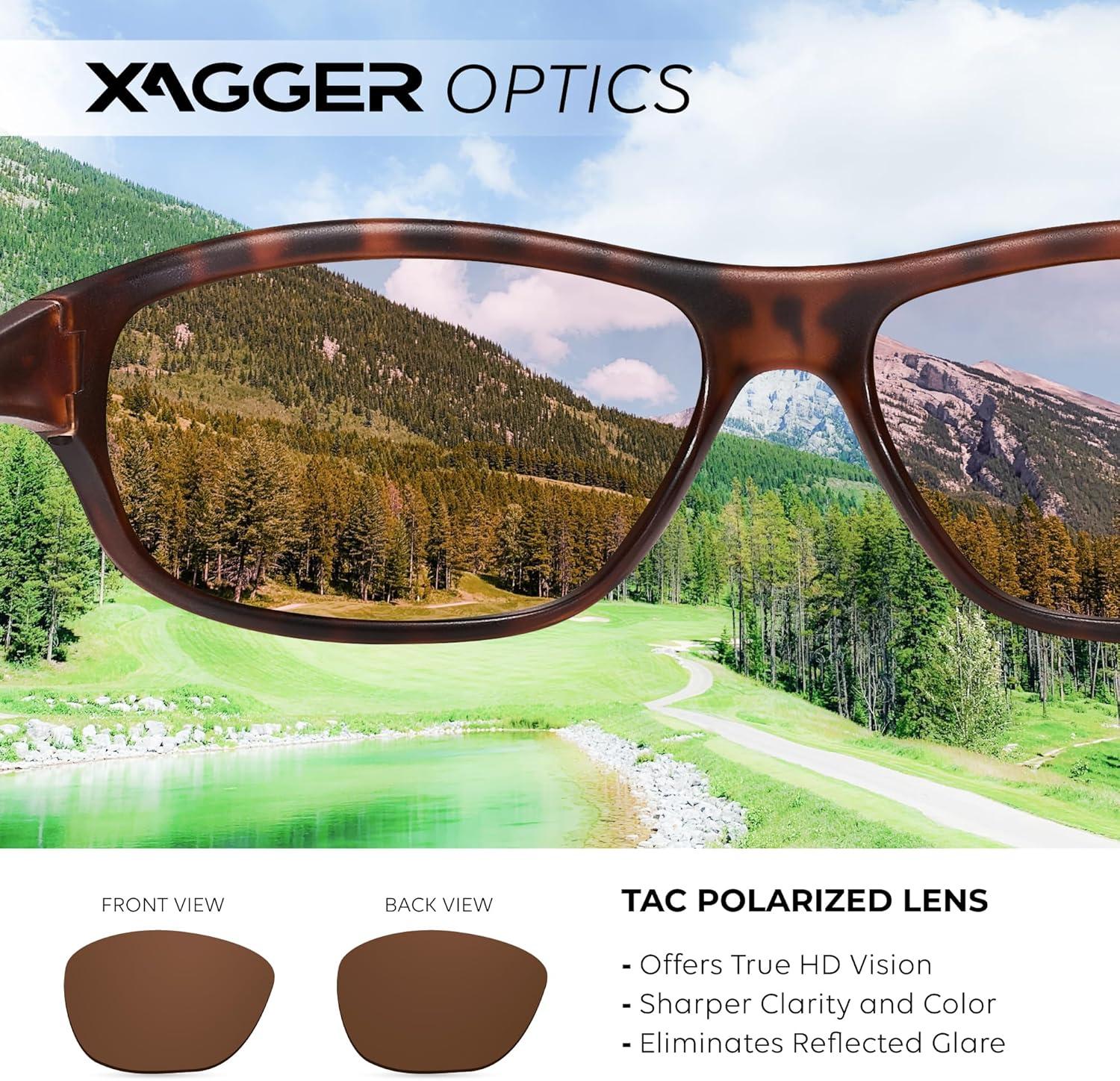 imageXagger Polarized Wrap Around Sport Sunglasses for Men Women Running Driving Fishing TR90 FrameTortoise  Brown