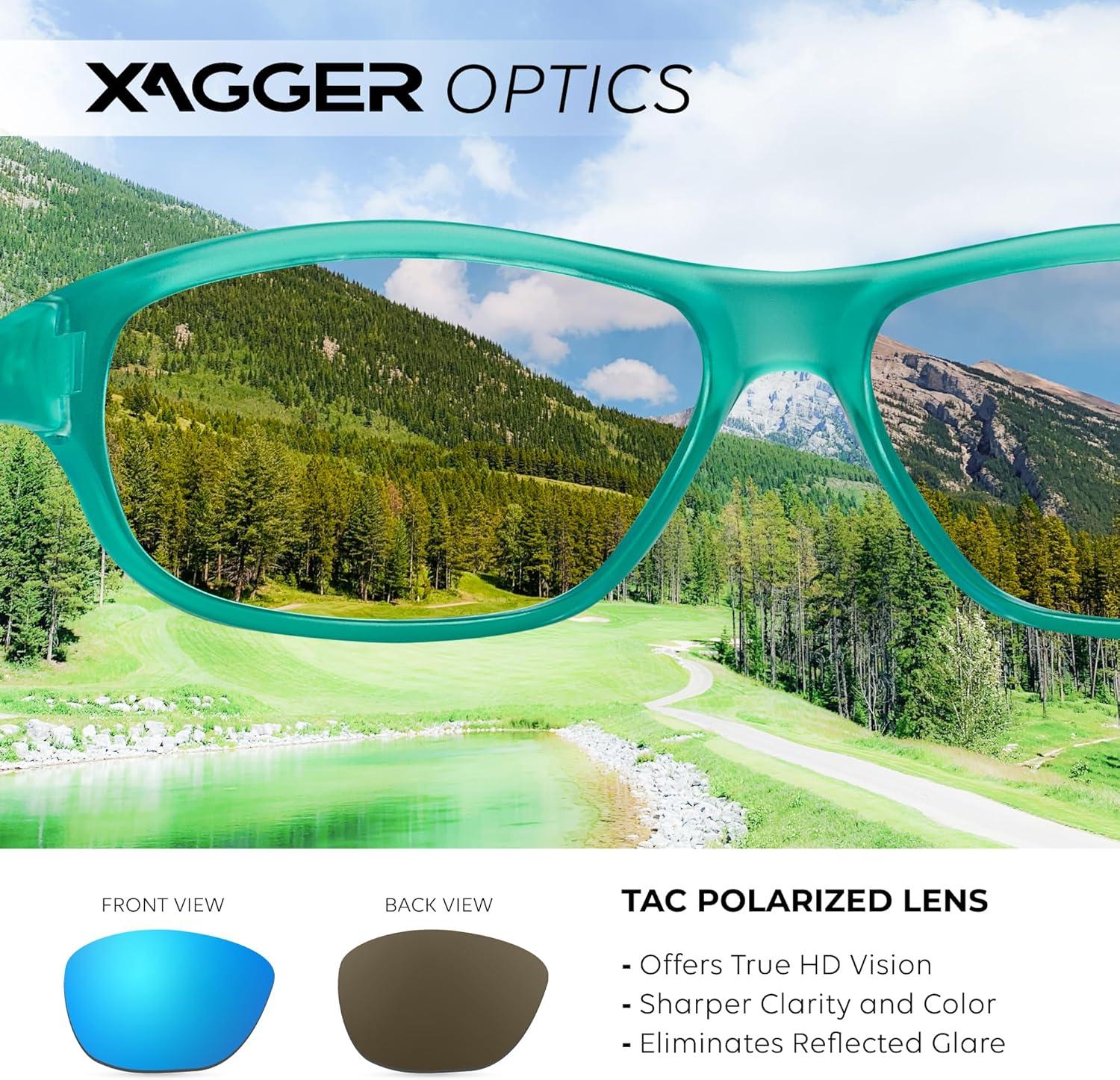 imageXagger Polarized Wrap Around Sport Sunglasses for Men Women Running Driving Fishing TR90 FrameTurquoise  Ice Blue Mirror