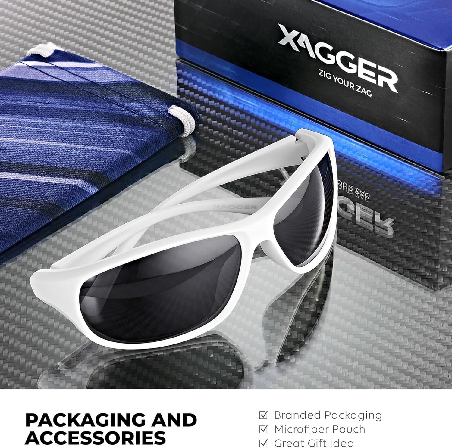 imageXagger Polarized Wrap Around Sport Sunglasses for Men Women Running Driving Fishing TR90 FrameWhite  Smoke