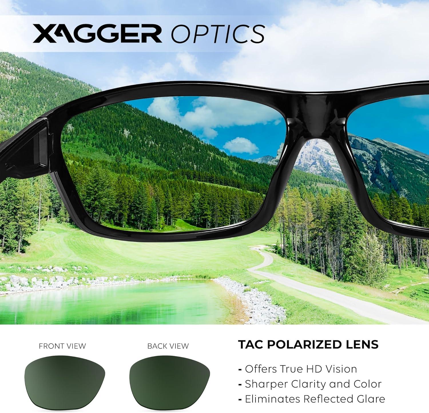 imageXagger Polarized Wrap Around Sport Sunglasses for Men Women TR90 FrameBlack Green