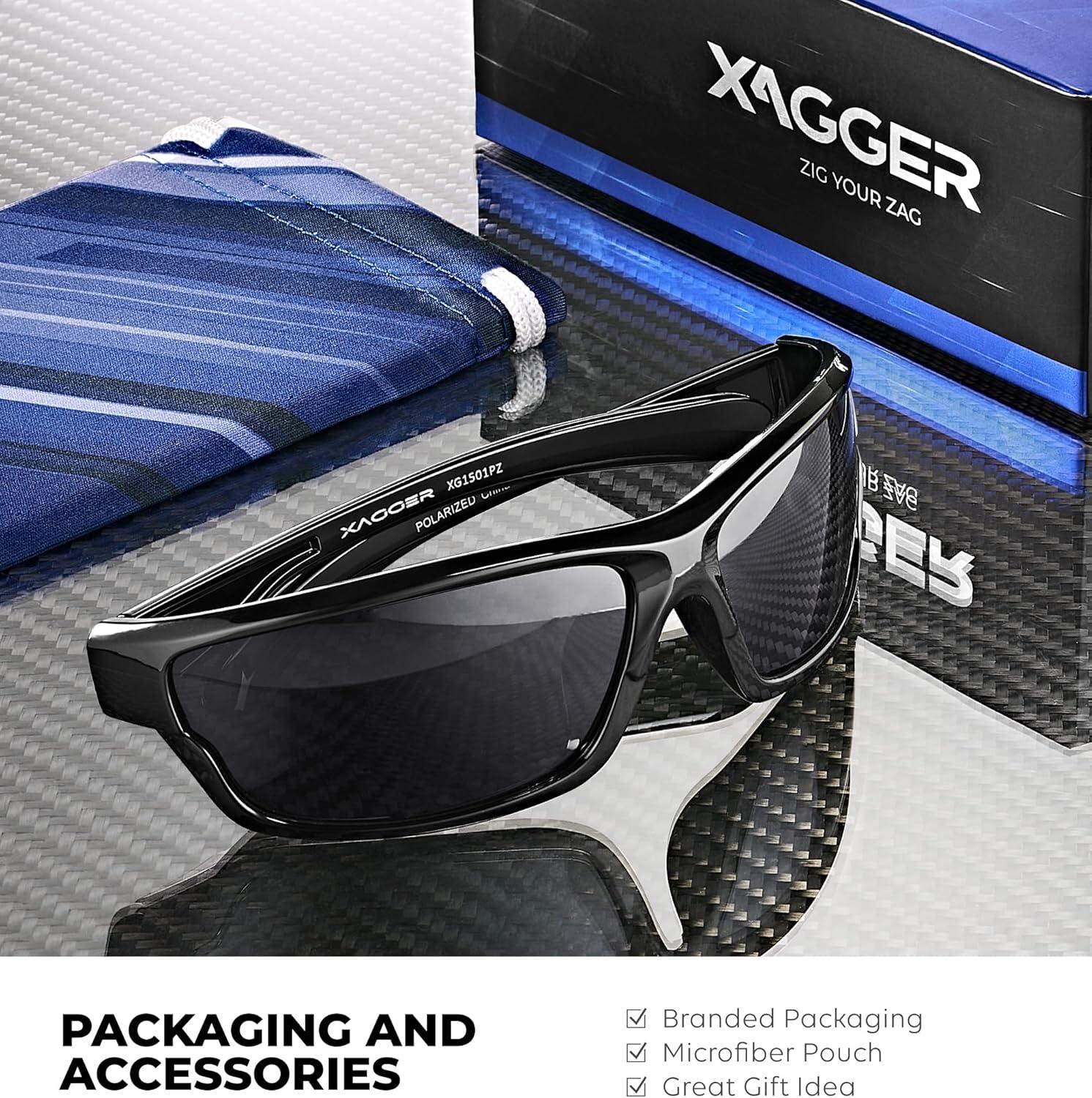imageXagger Polarized Wrap Around Sport Sunglasses for Men Women TR90 FrameBlack  Smoke