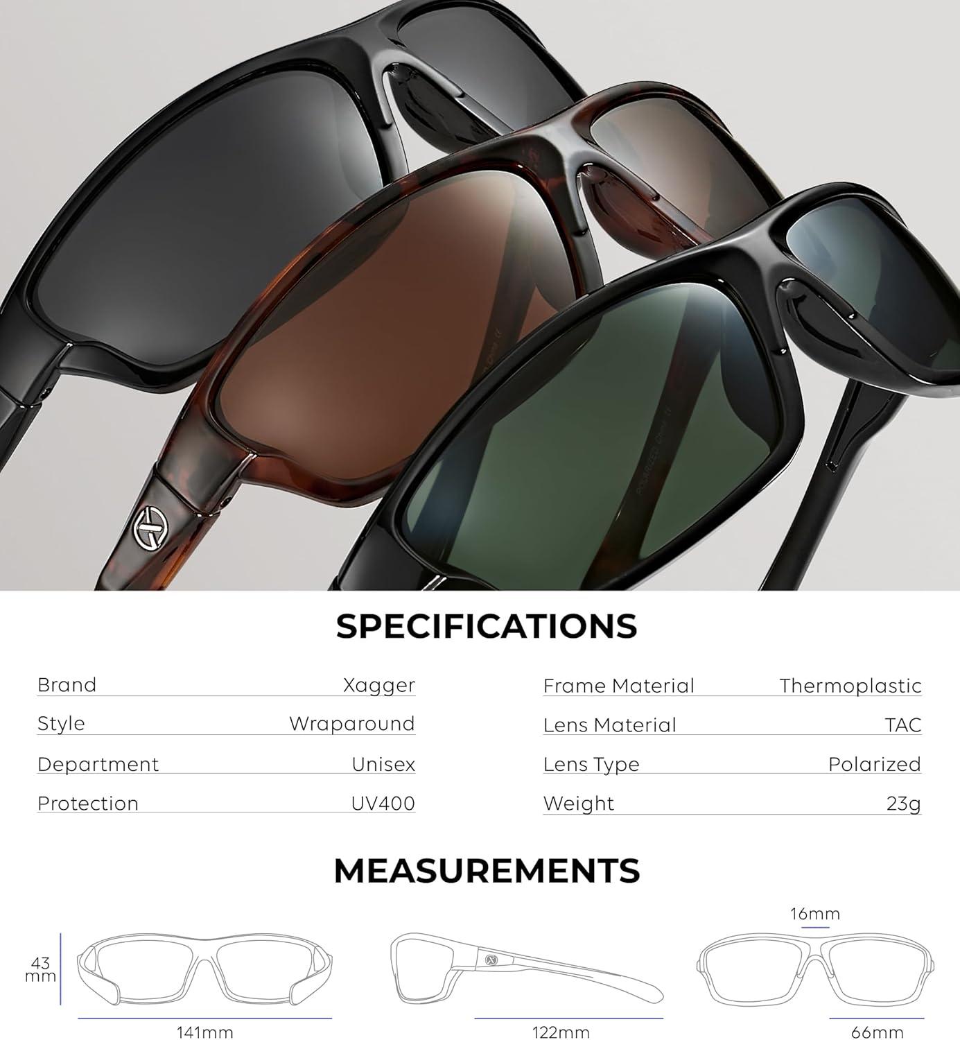 imageXagger Polarized Wrap Around Sport Sunglasses for Men Women TR90 FrameBlack  Yellow Night Driving