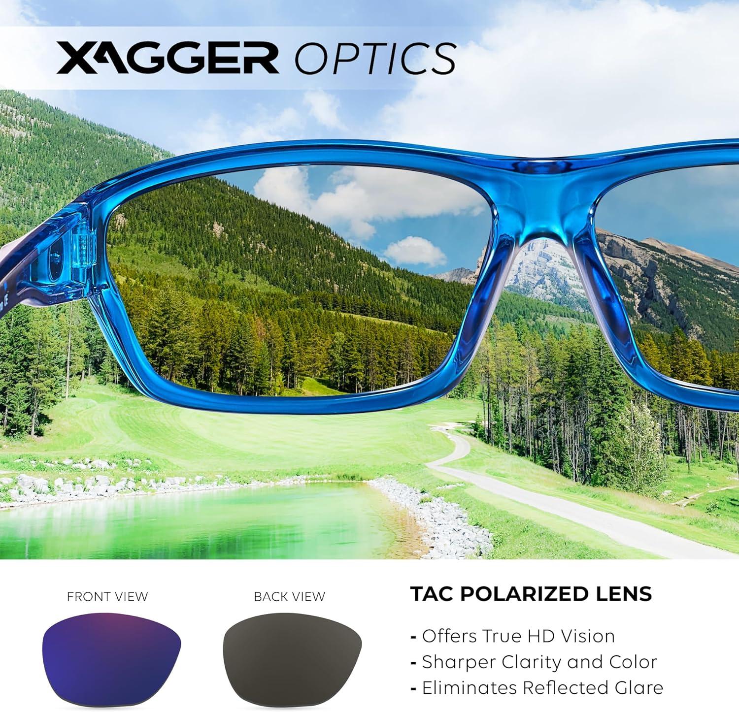 imageXagger Polarized Wrap Around Sport Sunglasses for Men Women TR90 FrameBlue  Blue Mirror