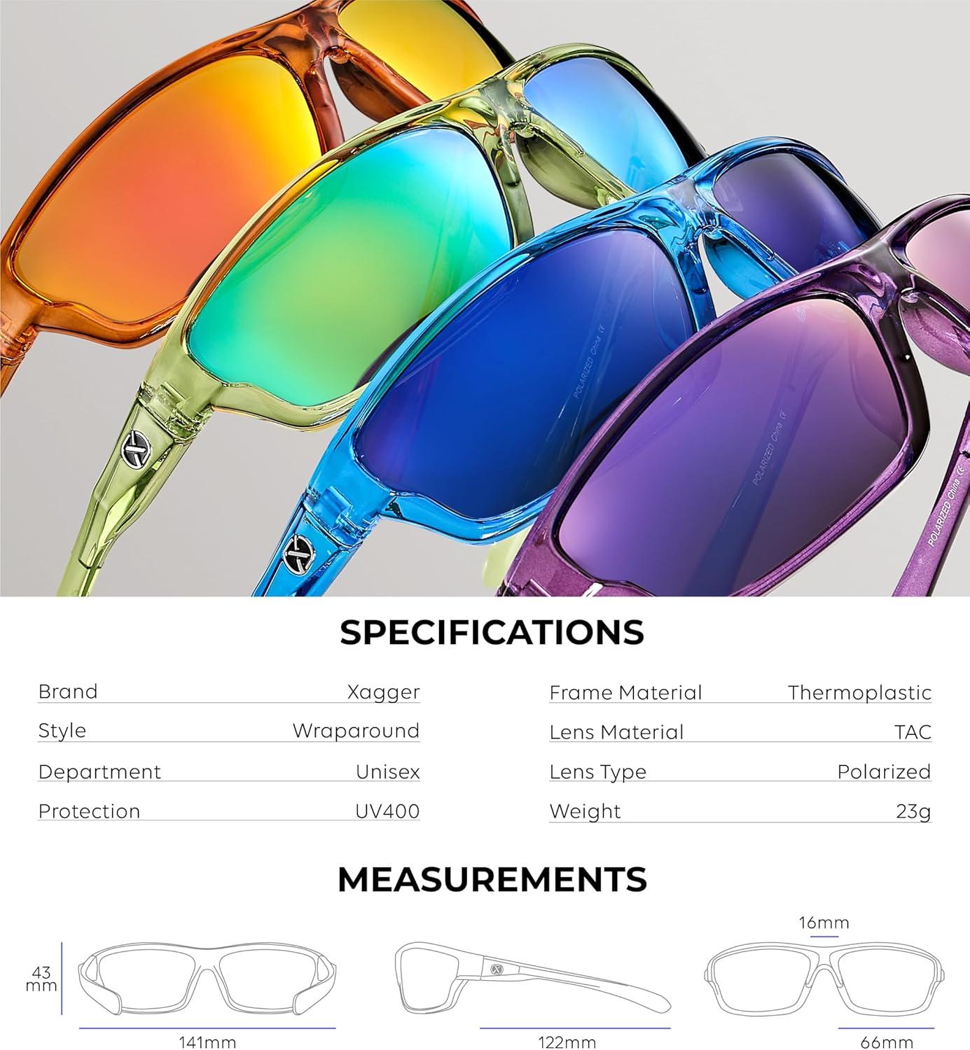 imageXagger Polarized Wrap Around Sport Sunglasses for Men Women TR90 FrameClear  Ice Blue Mirror