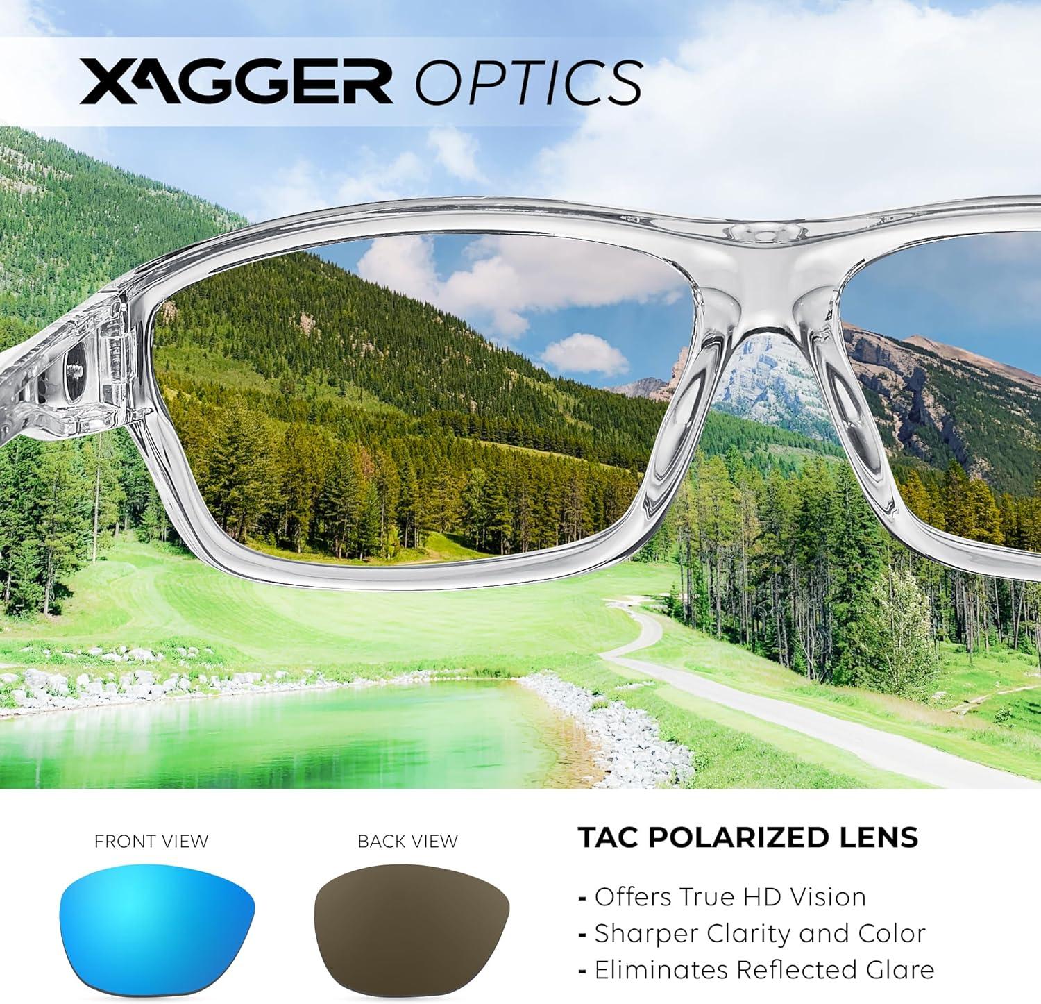 imageXagger Polarized Wrap Around Sport Sunglasses for Men Women TR90 FrameClear  Ice Blue Mirror