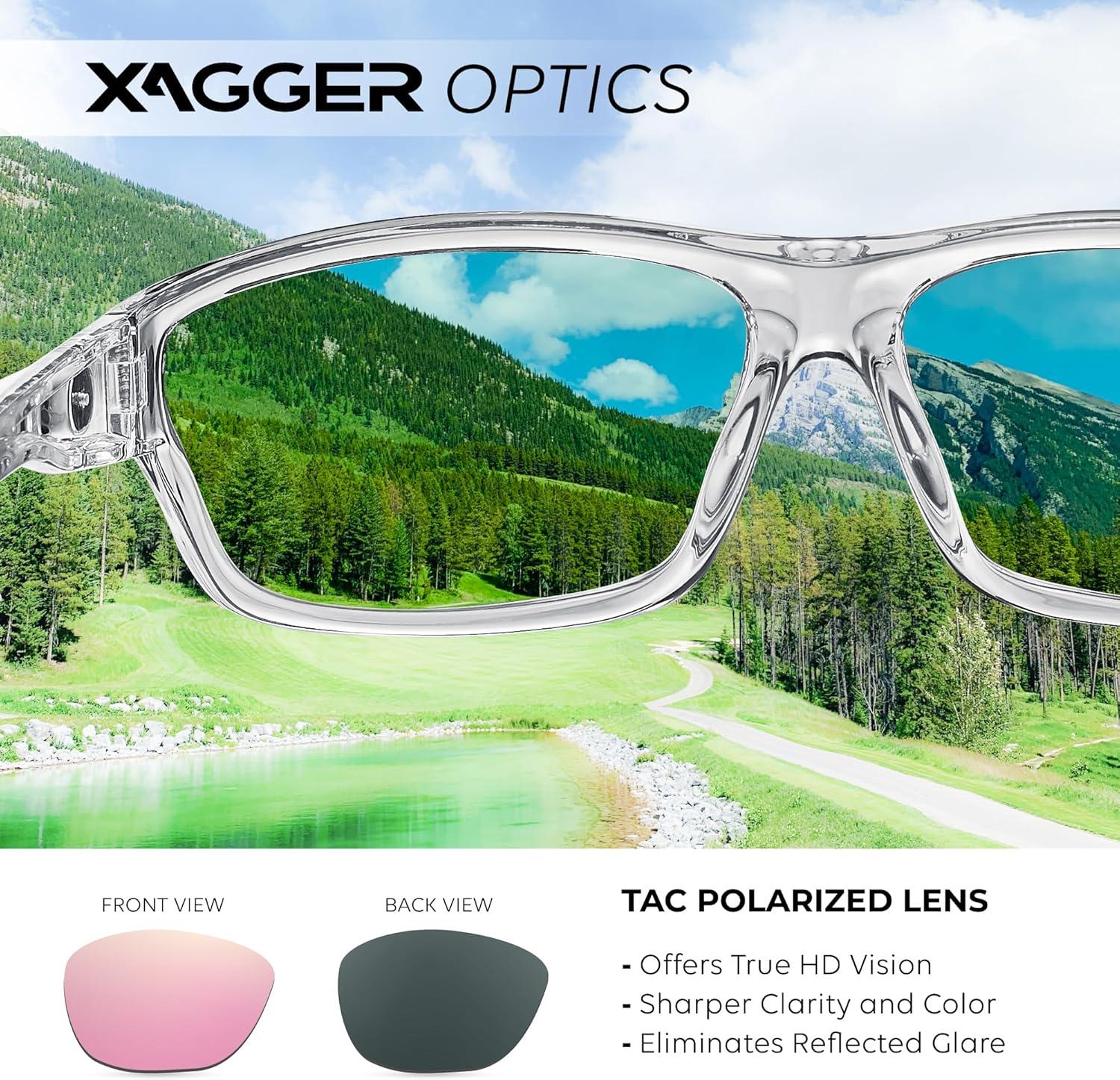 imageXagger Polarized Wrap Around Sport Sunglasses for Men Women TR90 FrameClear  Pink Mirror