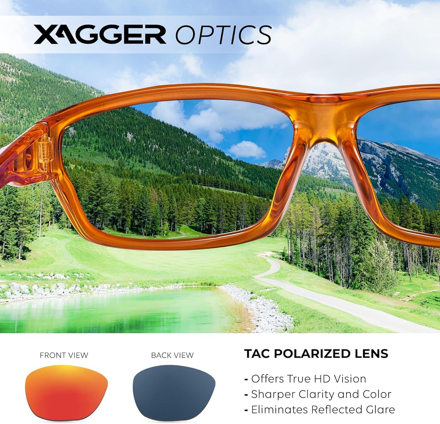 imageXagger Polarized Wrap Around Sport Sunglasses for Men Women TR90 FrameOrange  Orange Mirror