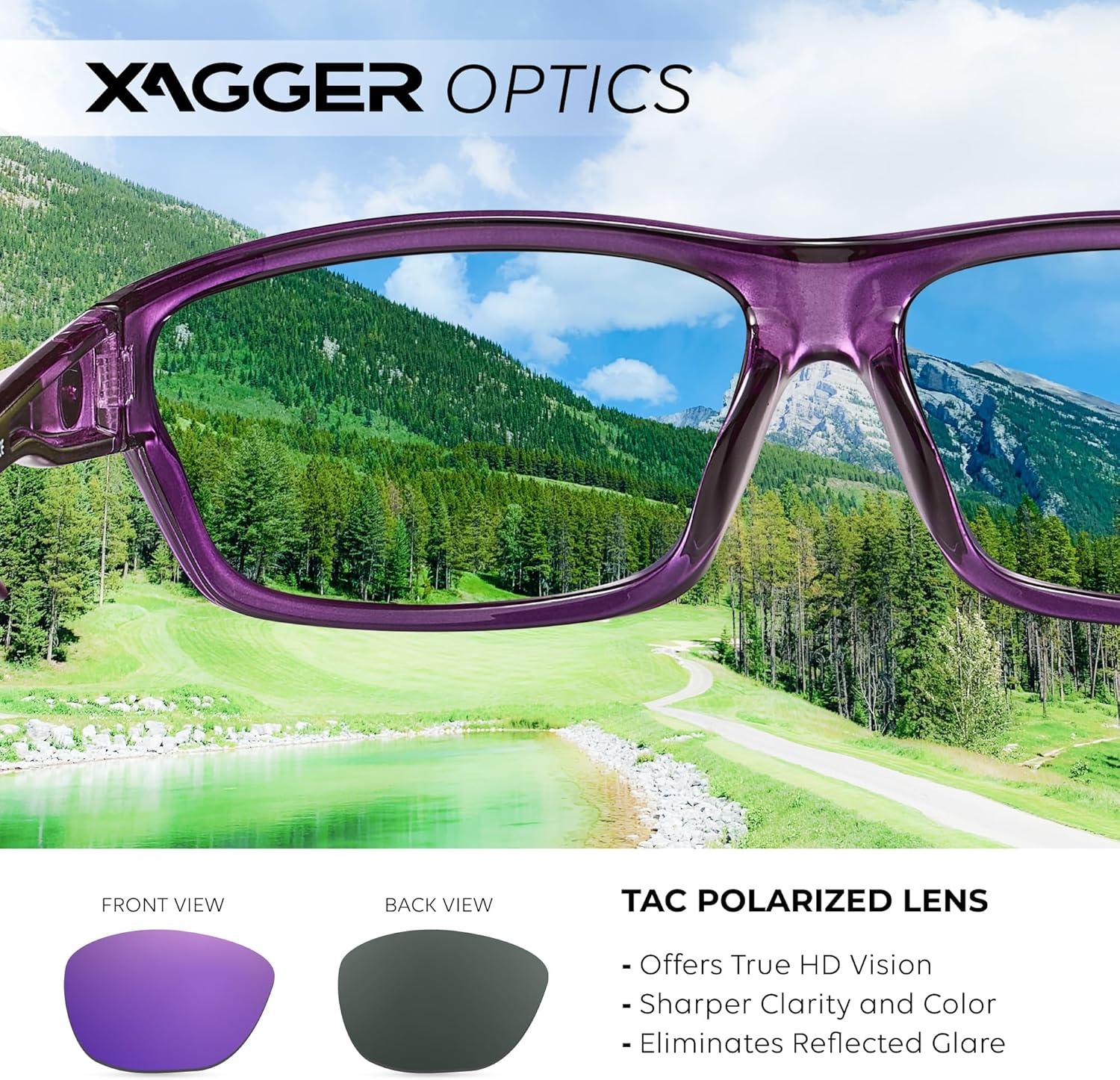 imageXagger Polarized Wrap Around Sport Sunglasses for Men Women TR90 FramePurple Purple Mirror