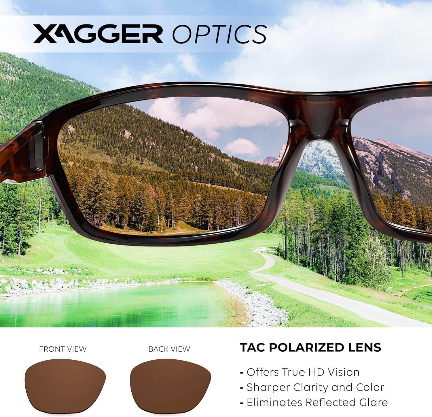 imageXagger Polarized Wrap Around Sport Sunglasses for Men Women TR90 FrameTortoise  Brown