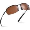 imageXagger Polarized Driving Sunglasses for Men Rimless Metal Frame UV400 Protection Sun GlassesBlack  Brown