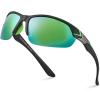 imageXagger Polarized Sport Sunglasses for Men Women Wrap Around UV400 Running Baseball Softball Fishing Driving GlassesMatte Black  Green Mirror