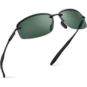 Xagger Polarized Driving Sunglasses for Men Rimless Metal Frame UV400 Protection Sun Glasses(Black | Green)