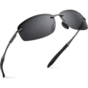 Xagger Polarized Driving Sunglasses for Men Rimless Metal Frame UV400 Protection Sun Glasses(Gunmetal | Smoke)