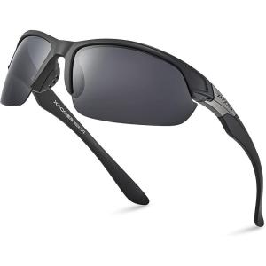 Xagger Polarized Sport Sunglasses for Men Women Wrap Around UV400 Running Baseball Softball Fishing Driving Glasses(Matte Black | Smoke)