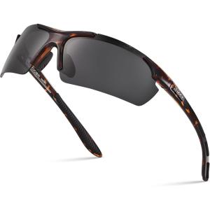 Xagger Polarized Sports Sunglasses for Men Women Wrap Around UV400 Running Baseball Softball Cycling Driving Glasses(Shiny Tortoise | Smoke)