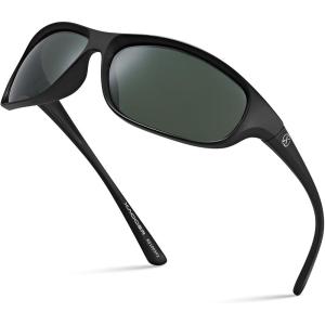 Xagger Polarized Wrap Around Sport Sunglasses for Men Women Running Driving Fishing TR90 Frame(Black | Green)