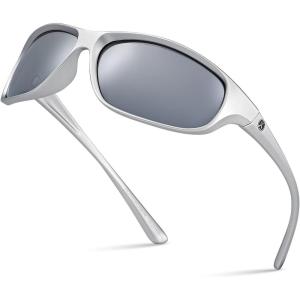 Xagger Polarized Wrap Around Sport Sunglasses for Men Women Running Driving Fishing TR90 Frame(Silver | Silver Mirror)