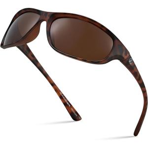 Xagger Polarized Wrap Around Sport Sunglasses for Men Women Running Driving Fishing TR90 Frame(Tortoise | Brown)