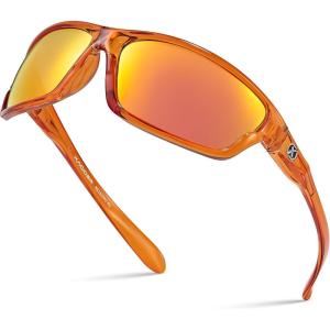 Xagger Polarized Wrap Around Sport Sunglasses for Men Women TR90 Frame(Orange | Orange Mirror)