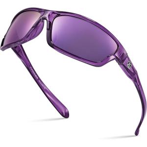 Xagger Polarized Wrap Around Sport Sunglasses for Men Women TR90 Frame(Purple | Purple Mirror)