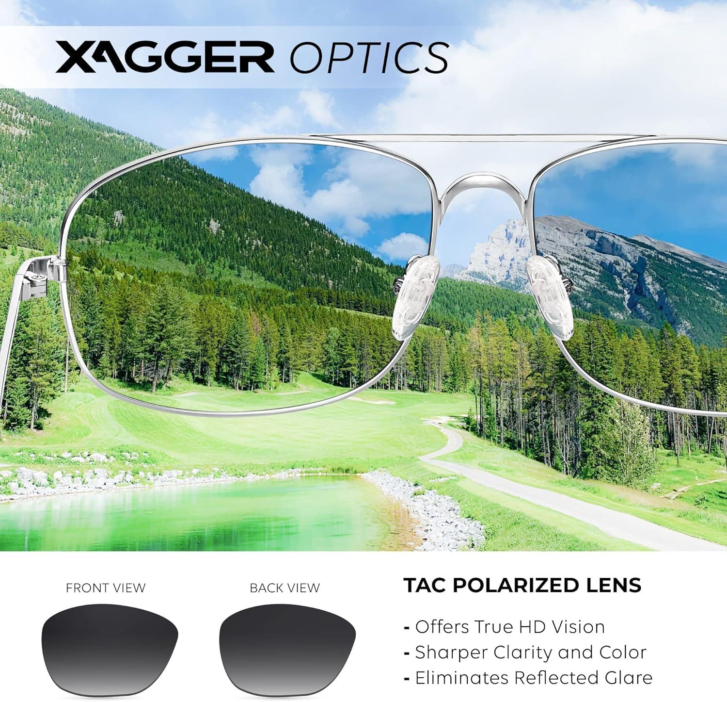 imageXagger Polarized Brow Bar Aviator Sunglasses for Men Pilot Military Style Metal Frame Driving Shades UV400Silver Gradient Smoke