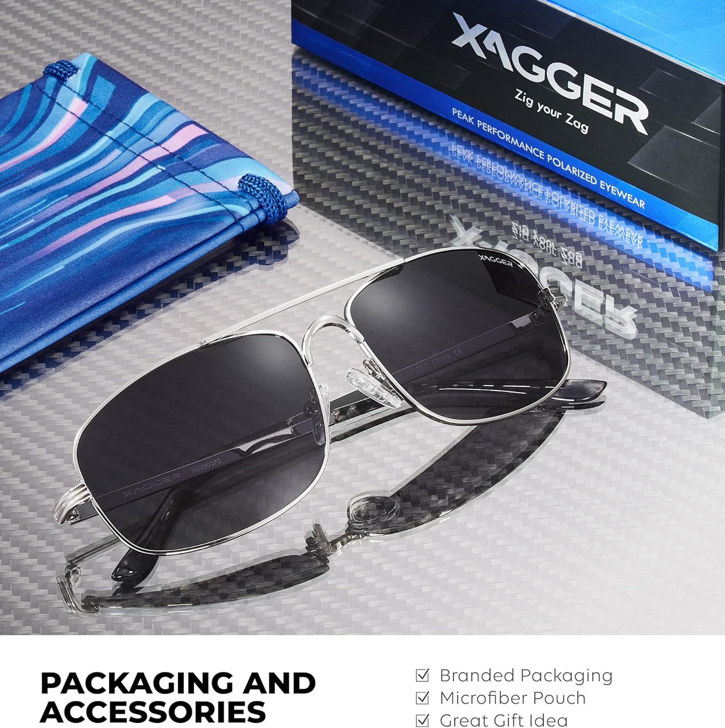 imageXagger Polarized Brow Bar Aviator Sunglasses for Men Pilot Military Style Metal Frame Driving Shades UV400Silver Gradient Smoke