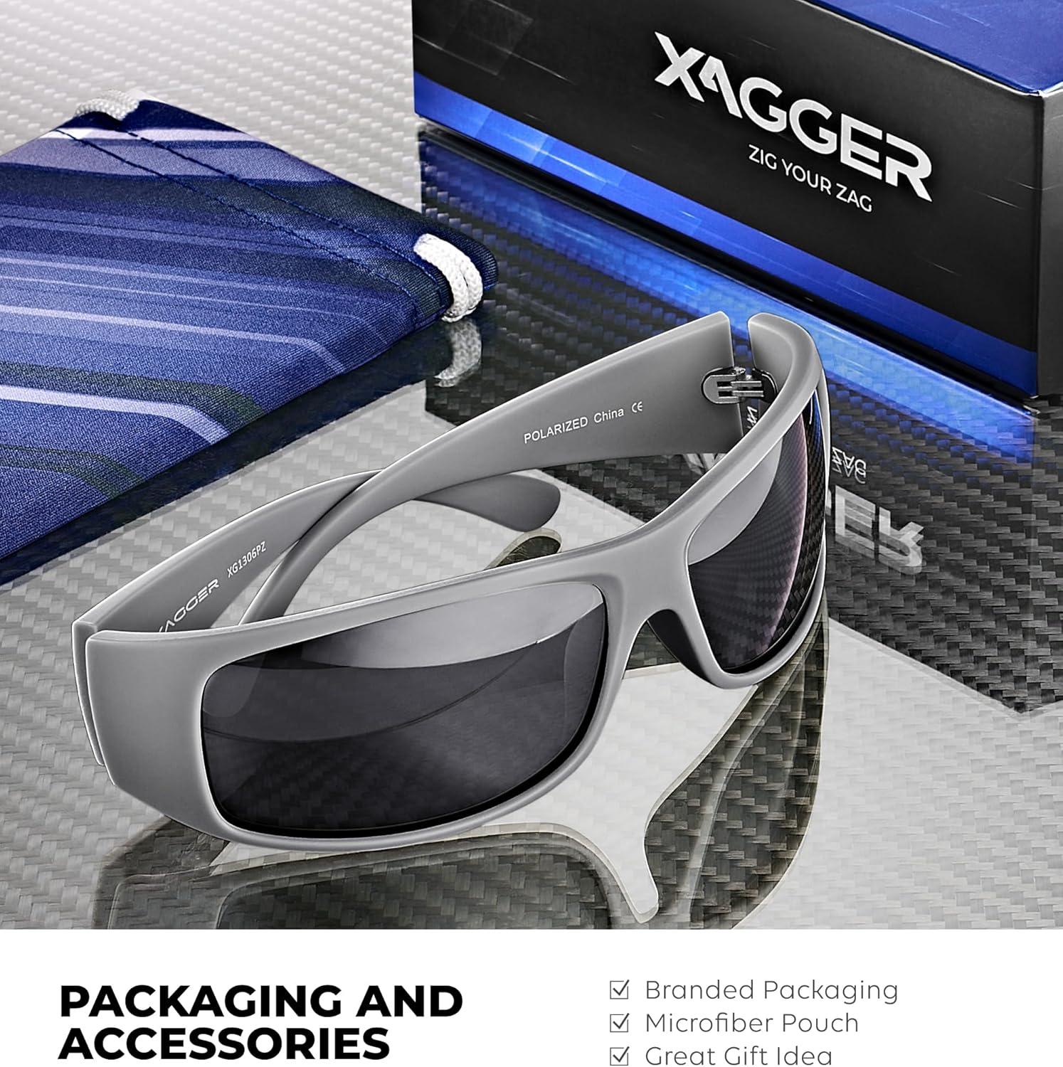 imageXagger Sports Polarized Sunglasses for Men Wrap Around TR90 Frame Sun GlassesMatte Gray Smoke