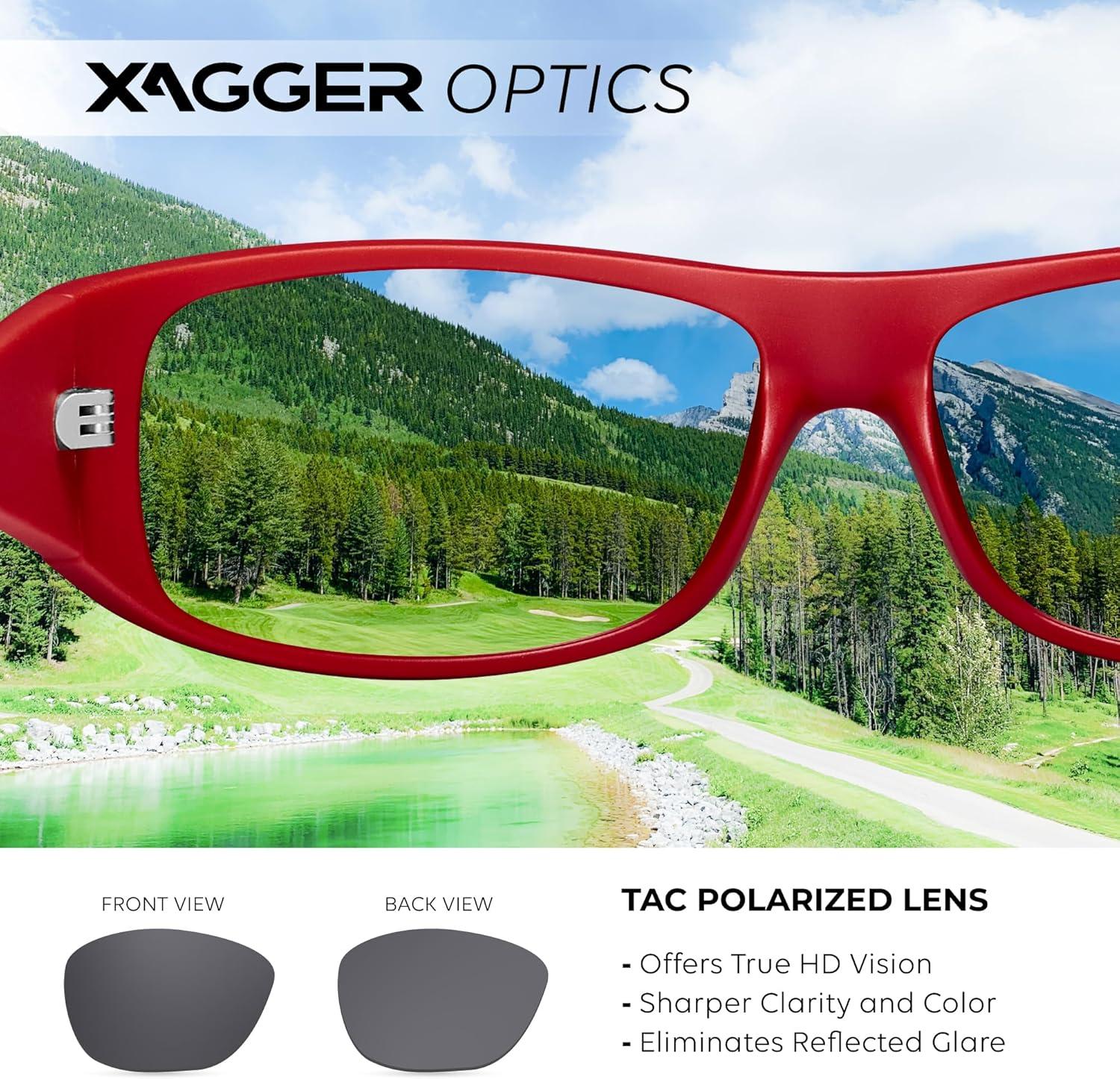 imageXagger Sports Polarized Sunglasses for Men Wrap Around TR90 Frame Sun GlassesMatte Red Smoke