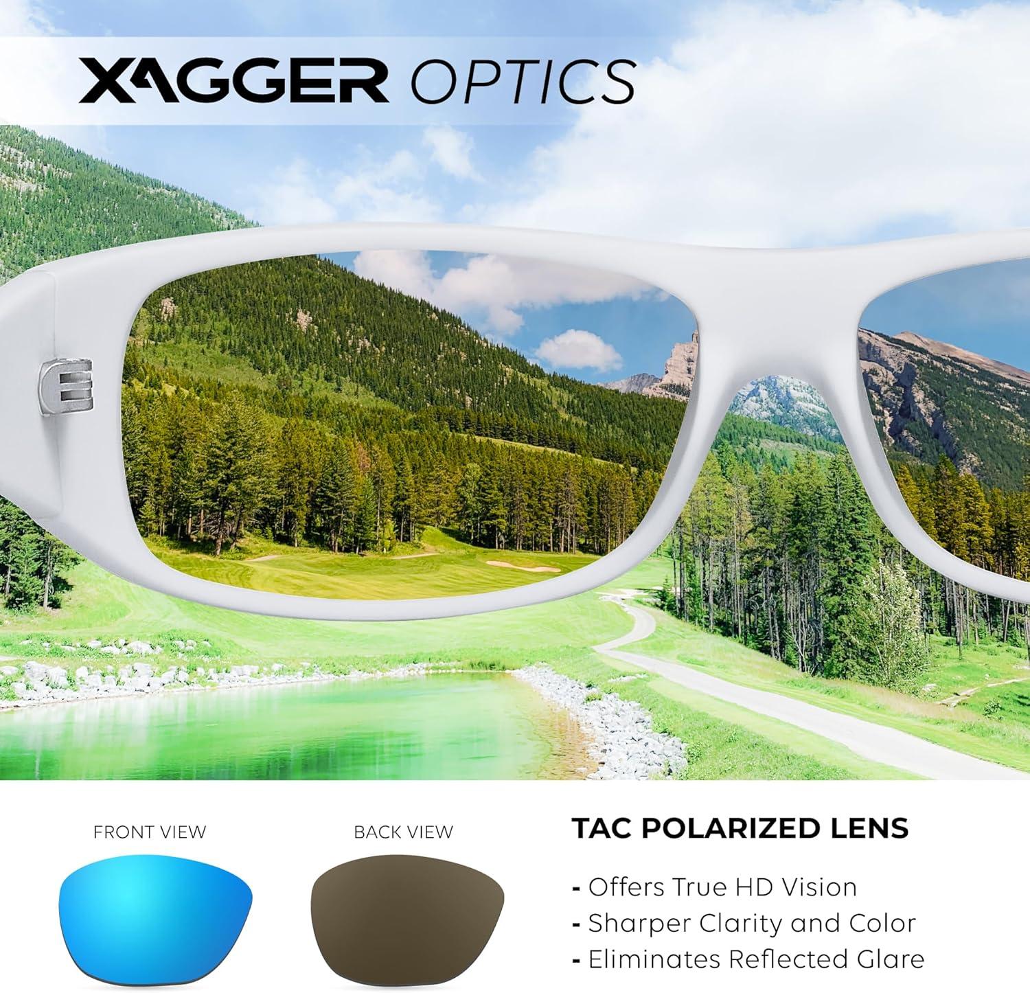 imageXagger Sports Polarized Sunglasses for Men Wrap Around TR90 Frame Sun GlassesMatte White Ice Blue Mirror
