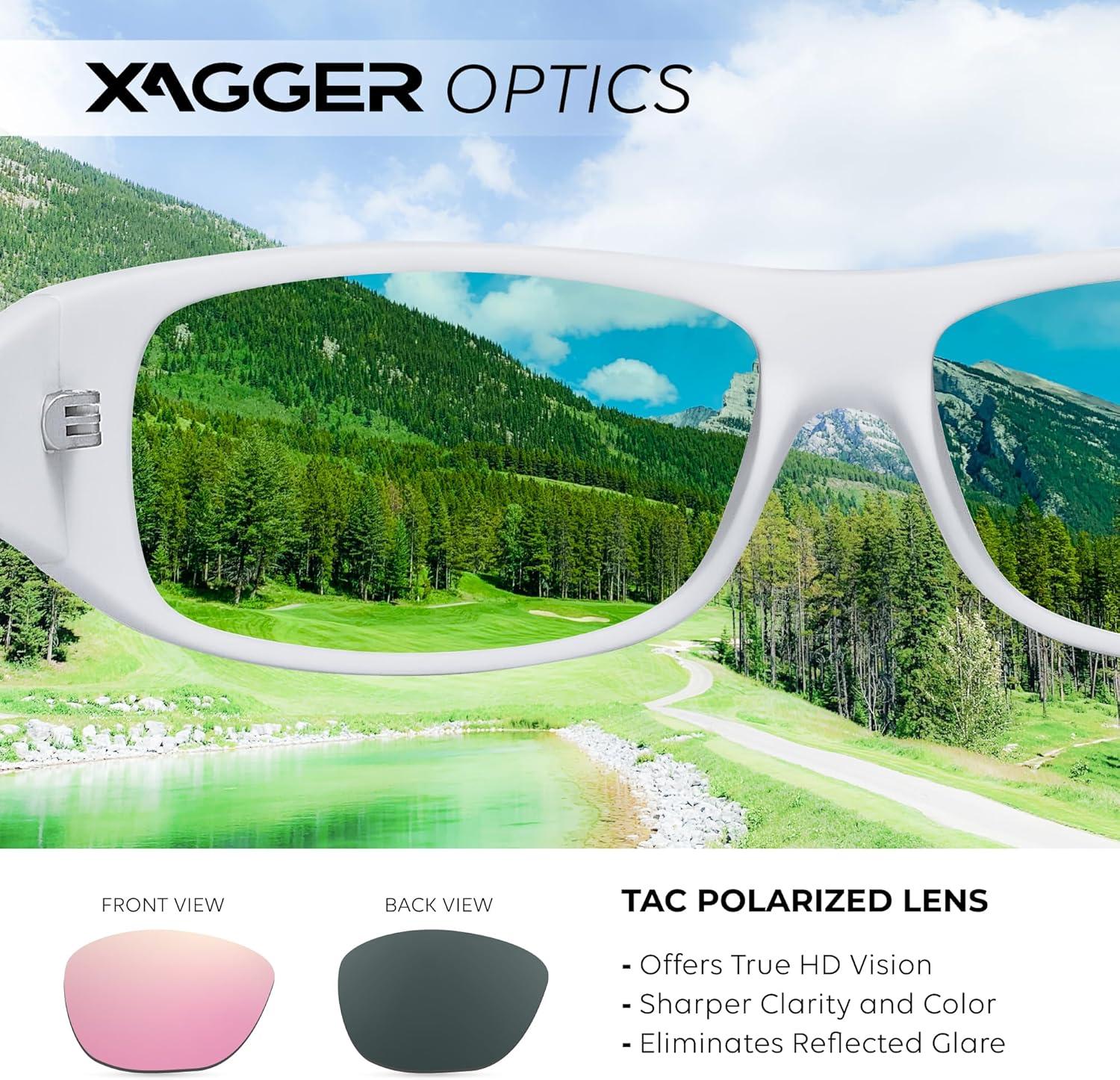 imageXagger Sports Polarized Sunglasses for Men Wrap Around TR90 Frame Sun GlassesMatte White Rose Gold Mirror