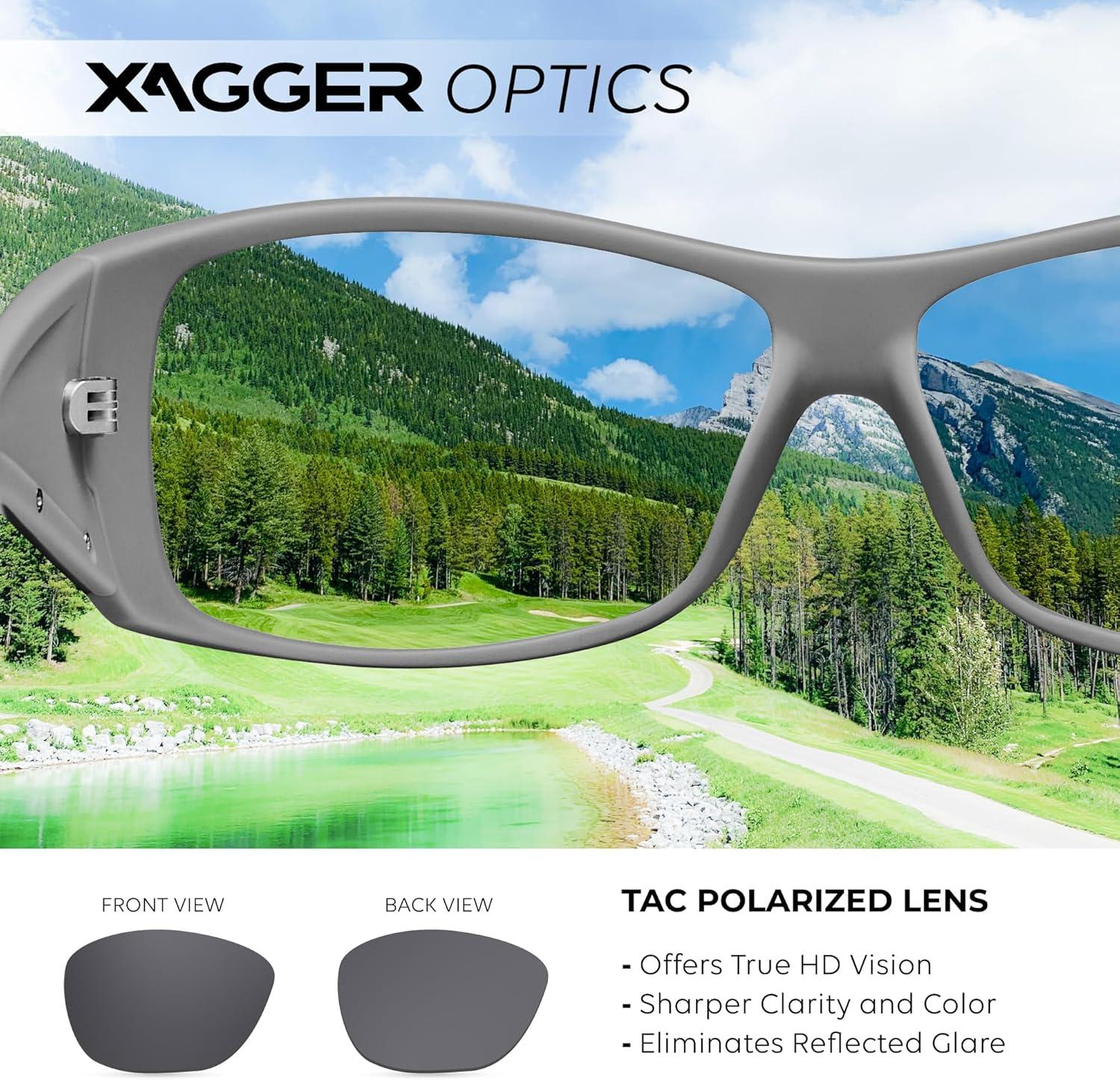 imageXagger Wrap Around Oversized Sport Polarized Sunglasses for Men TR90 Frame Driving Fishing Sun GlassesMatte Gray Smoke