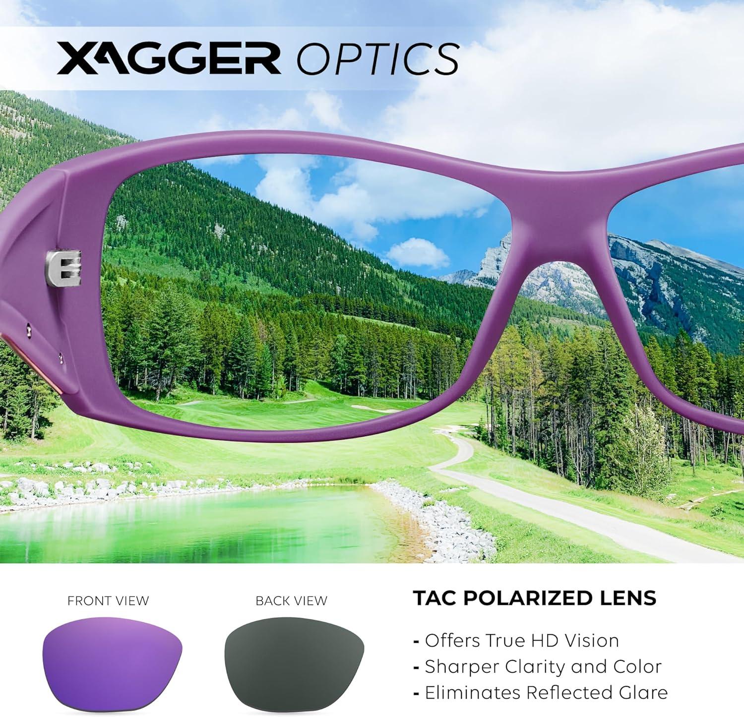 imageXagger Wrap Around Oversized Sport Polarized Sunglasses for Men TR90 Frame Driving Fishing Sun GlassesMatte Purple Purple Mirror