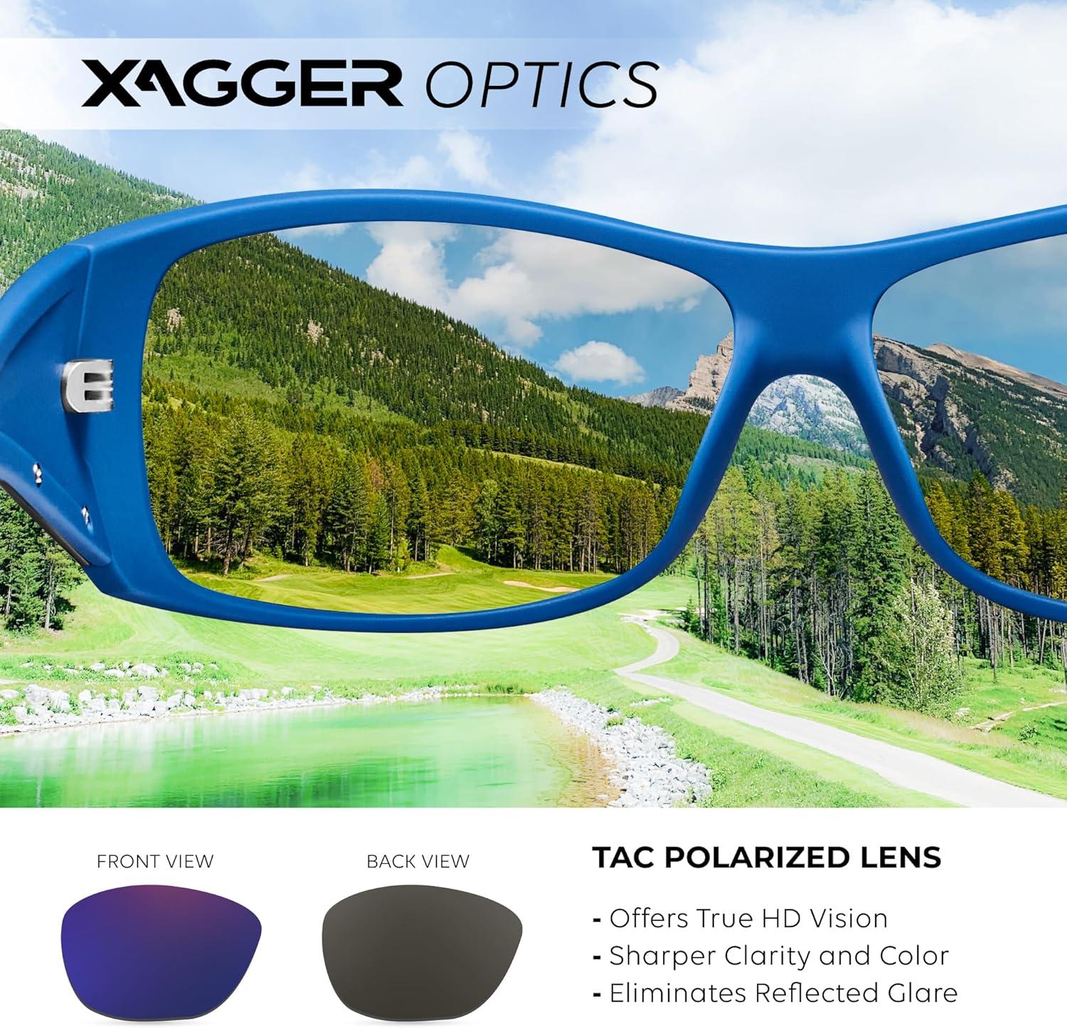 imageXagger Wrap Around Oversized Sport Polarized Sunglasses for Men TR90 Frame Driving Fishing Sun GlassesMatte Royal Blue Blue Mirror