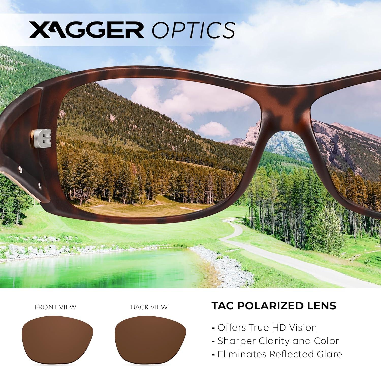 imageXagger Wrap Around Oversized Sport Polarized Sunglasses for Men TR90 Frame Driving Fishing Sun GlassesMatte Tortoise Brown