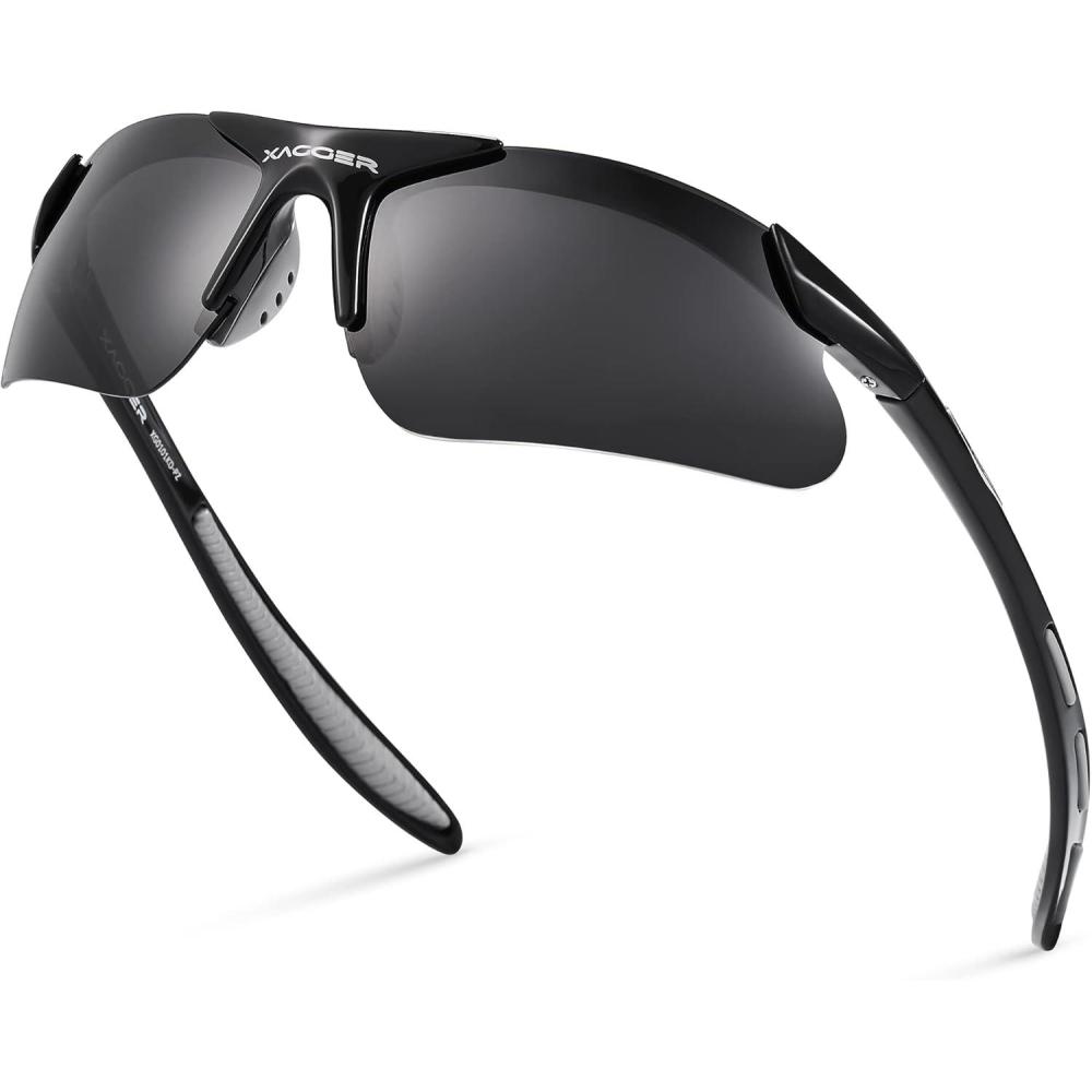 imageXagger Kids Youth Polarized Sports Sunglasses for Boys Girls Baseball Softball Glasses TR90 FrameBlack  Smoke