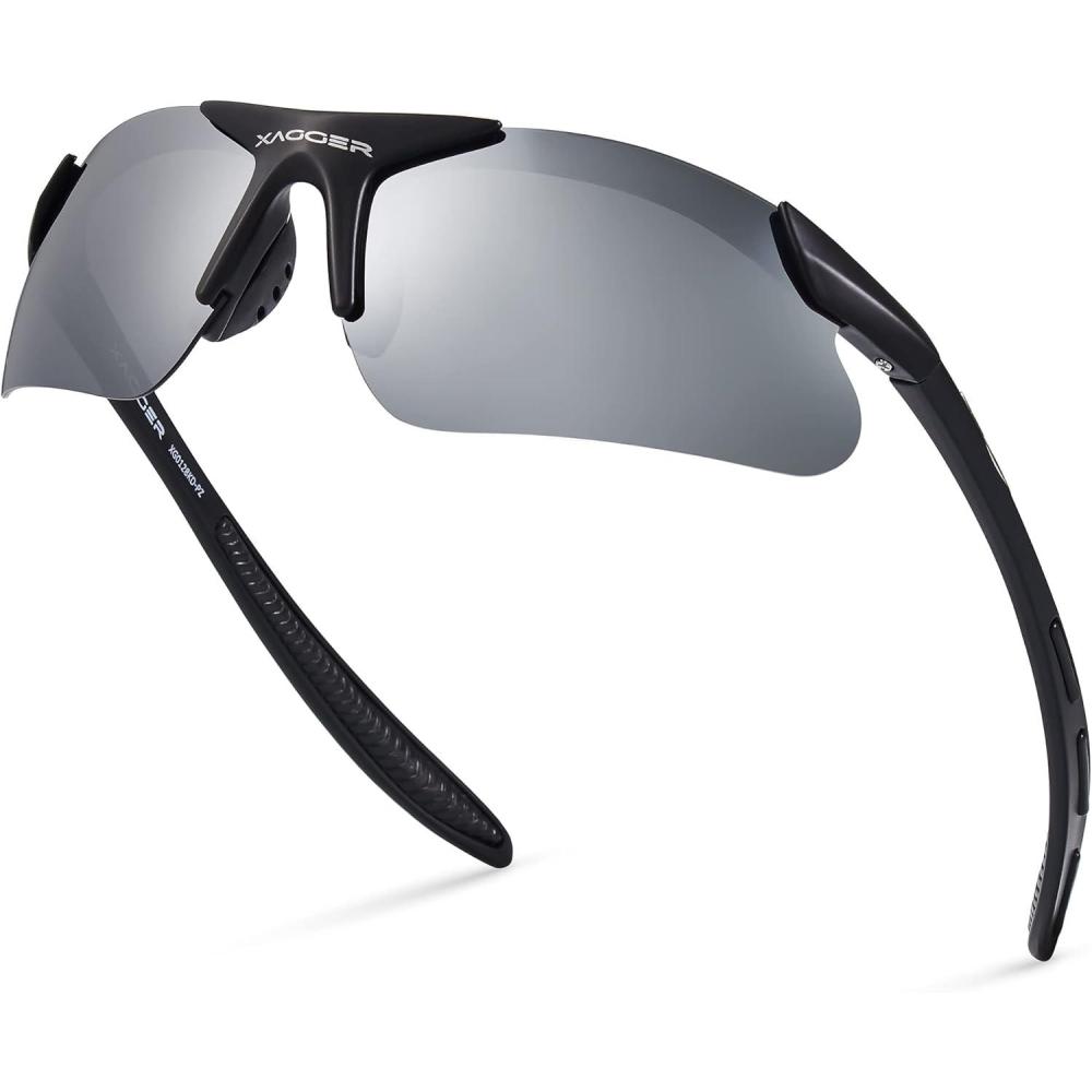 imageXagger Kids Youth Polarized Sports Sunglasses for Boys Girls Baseball Softball Glasses TR90 FrameMatte Black  Black Mirror