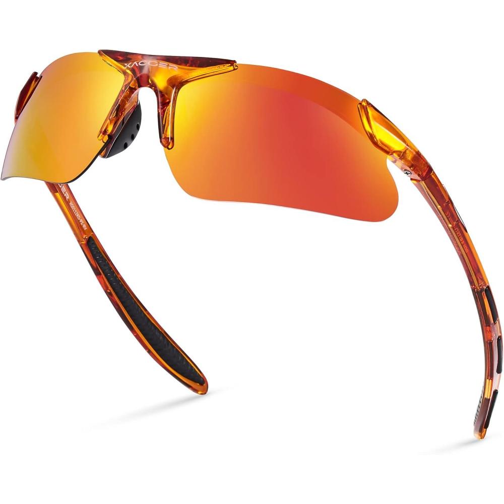 imageXagger Kids Youth Polarized Sports Sunglasses for Boys Girls Baseball Softball Glasses TR90 FrameOrange  Orange Mirror