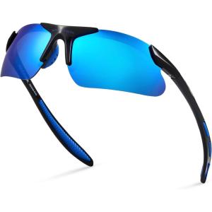Xagger Kids Youth Polarized Sports Sunglasses for Boys Girls Baseball Softball Glasses TR90 Frame(Black | Ice Blue Mirror)