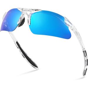 Xagger Kids Youth Polarized Sports Sunglasses for Boys Girls Baseball Softball Glasses TR90 Frame(Clear | Ice Blue Mirror)