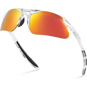 Xagger Kids Youth Polarized Sports Sunglasses for Boys Girls Baseball Softball Glasses TR90 Frame(Clear | Orange Mirror)