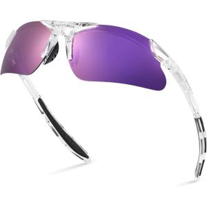 Xagger Kids Youth Polarized Sports Sunglasses for Boys Girls Baseball Softball Glasses TR90 Frame(Clear | Purple Mirror)