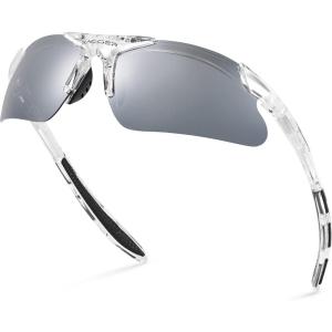 Xagger Kids Youth Polarized Sports Sunglasses for Boys Girls Baseball Softball Glasses TR90 Frame(Clear | Silver Mirror)