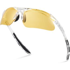 Xagger Kids Youth Polarized Sports Sunglasses for Boys Girls Baseball Softball Glasses TR90 Frame(Clear | Yellow Night Vision)