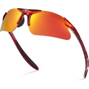 Xagger Kids Youth Polarized Sports Sunglasses for Boys Girls Baseball Softball Glasses TR90 Frame(Red | Red Mirror)