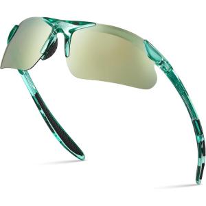 Xagger Kids Youth Polarized Sports Sunglasses for Boys Girls Baseball Softball Glasses TR90 Frame(Teal | Gold Mirror)