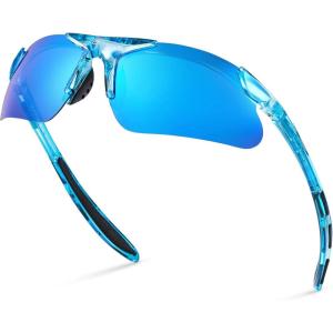 Xagger Kids Youth Polarized Sports Sunglasses for Boys Girls Baseball Softball Glasses TR90 Frame(Turquoise | Ice Blue Mirror)