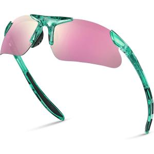 Xagger Kids Youth Polarized Sports Sunglasses for Boys Girls Baseball Softball Glasses TR90 Frame(Turquoise | Pink Mirror)