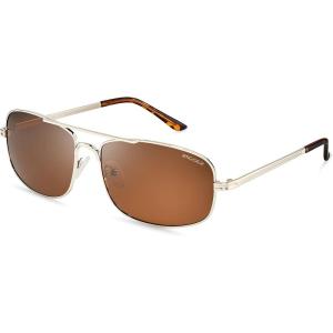 Xagger Polarized Brow Bar Aviator Sunglasses for Men Pilot Military Style Metal Frame Driving Shades UV400(Light Gold | Brown)