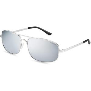 Xagger Polarized Brow Bar Aviator Sunglasses for Men Pilot Military Style Metal Frame Driving Shades UV400(Silver | Silver Mirror)